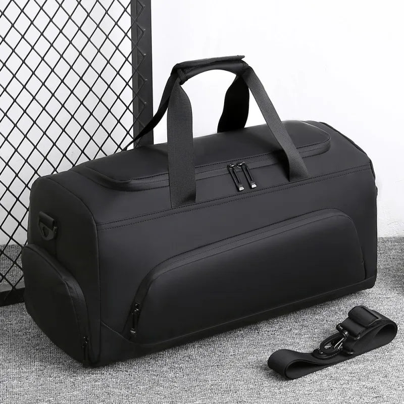 Sports Gym Duffel Bag with Shoes Compartment – Large Capacity PU Travel Bag for Gym & Vacation
