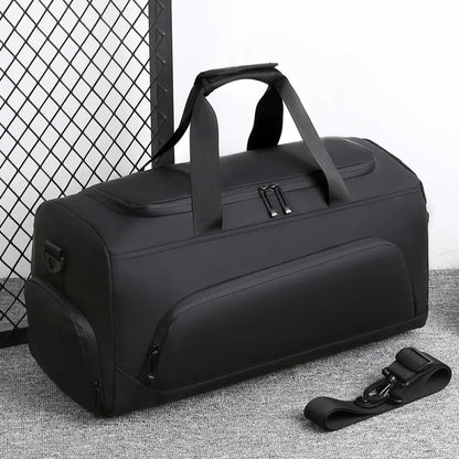 Sports Gym Duffel Bag with Shoes Compartment – Large Capacity PU Travel Bag for Gym & Vacation