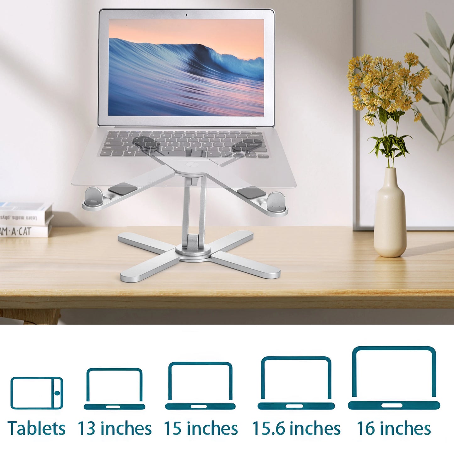 Foldable Laptop Stand 360 Degree Rotation Adjustable Aluminum Alloy Notebook Holder for 10 to 17 Inch Laptops