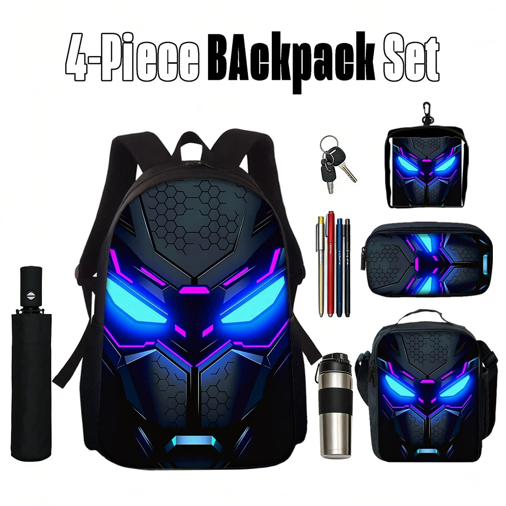 Cyberpunk Robot Pattern Backpack – Ultra Lightweight Polyester School & Travel Bag, Unisex