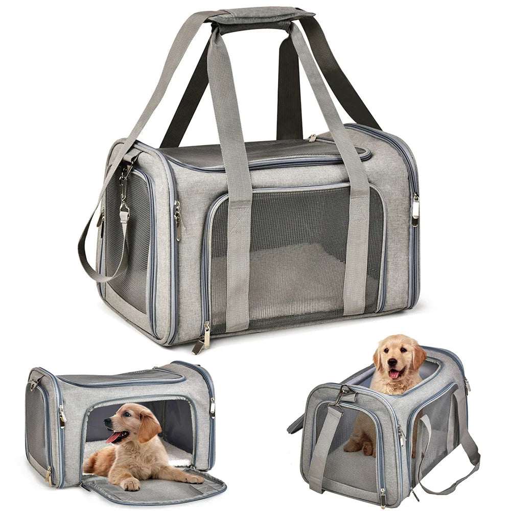 Soft-Sided Pet Carrier Bag – Airline Approved with Claw-Defense Mesh & Removable Fleece Pad