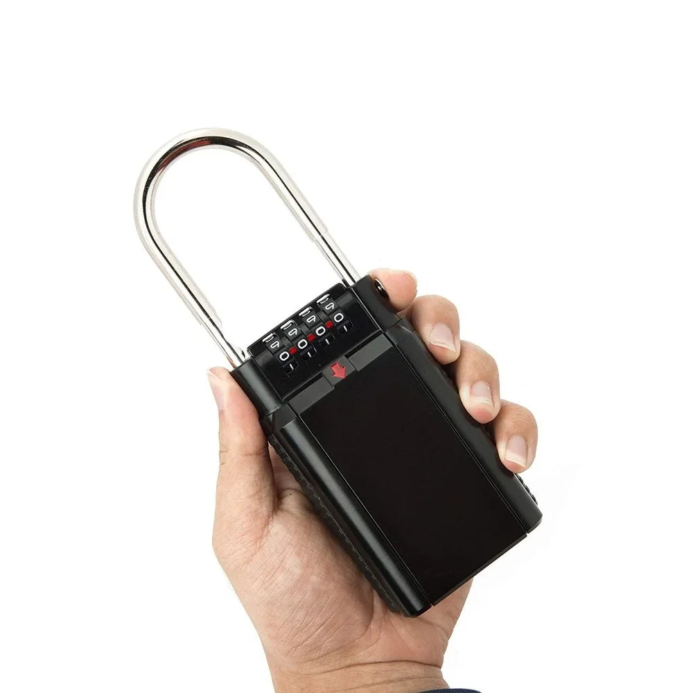 4-Digit Combination Key Lock Box – 2-in-1 Padlock & Storage, Zinc Alloy, Holds 6 Keys, Indoor & Outdoor