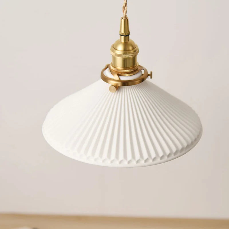 Japanese Style Ceramic Chandelier Nordic Retro Bronze Pendant Light for Living Room Hotel Bar Porch