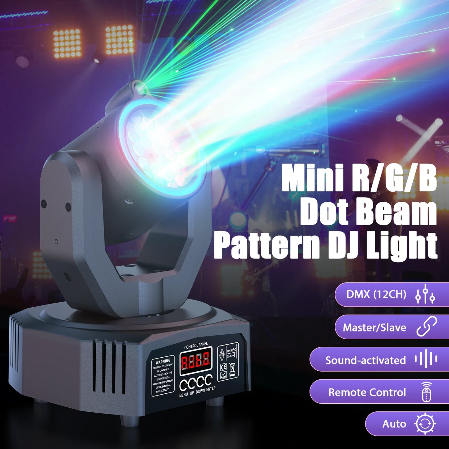 Mini 30W Beam Pattern Moving Head Light RGB DMX