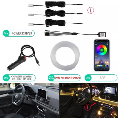 RGB Car Interior EL Wire Light Strip with App Control 12V Neon Ambient Lighting