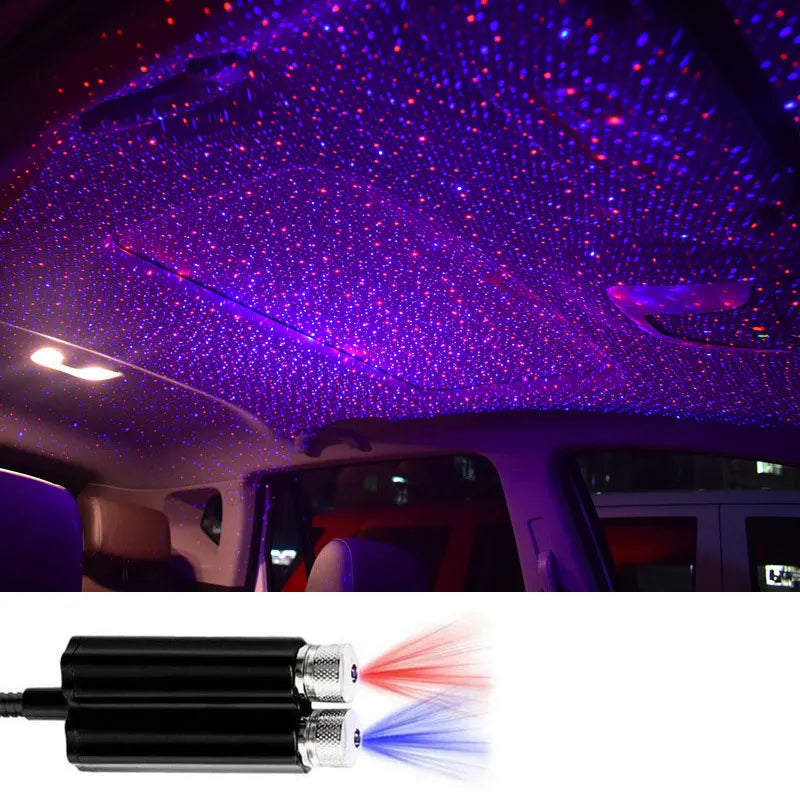 USB Dual Head LED Galaxy Star Projector Light for Car Interior & Home