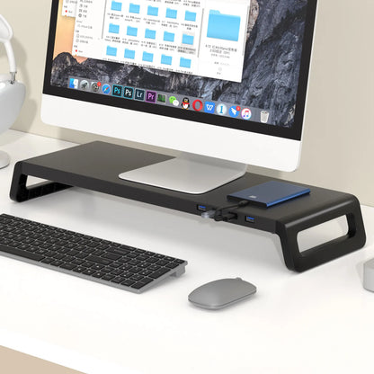 Aluminum Monitor Stand Riser – With or Without USB 3.0 Hub, for 13–24" Monitors & Laptops