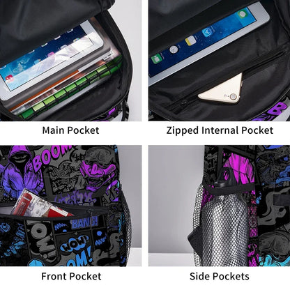 Kids 3D Cartoon School Backpack – Explosion English Letter Design for Boys & Girls, Lightweight