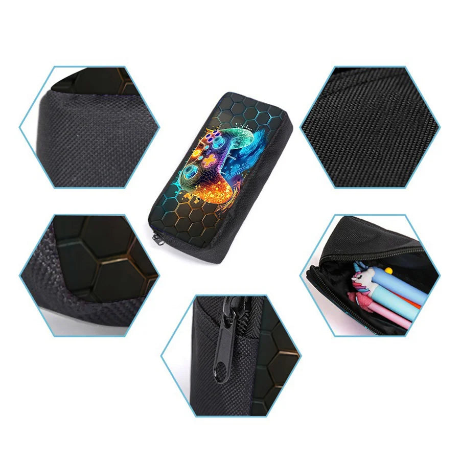 Game Controller 3D Cartoon School Backpack 3-Piece Set – Backpack, Lunch Bag & Pencil Case for Boys & Girls