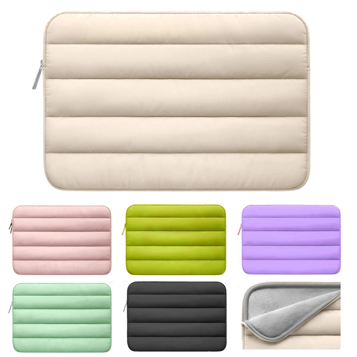Puffy Laptop & Tablet Sleeve – Shockproof Polyester, Zipper, 9–16", iPad, Samsung, Huawei