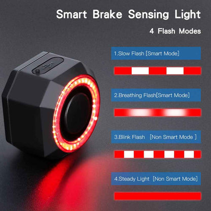 Smart Bike Tail Light with Alarm and Brake Sensing – 110dB