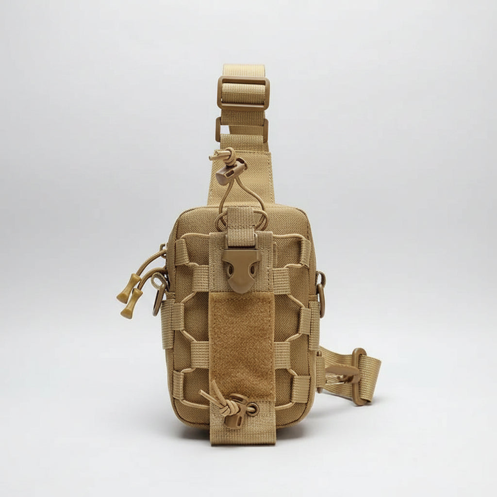 Tan tactical pouch on a white background