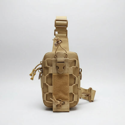 Tan tactical pouch on a white background