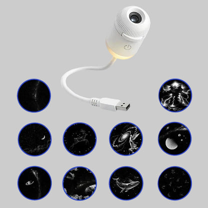 USB light with starry night sky designs on a white background