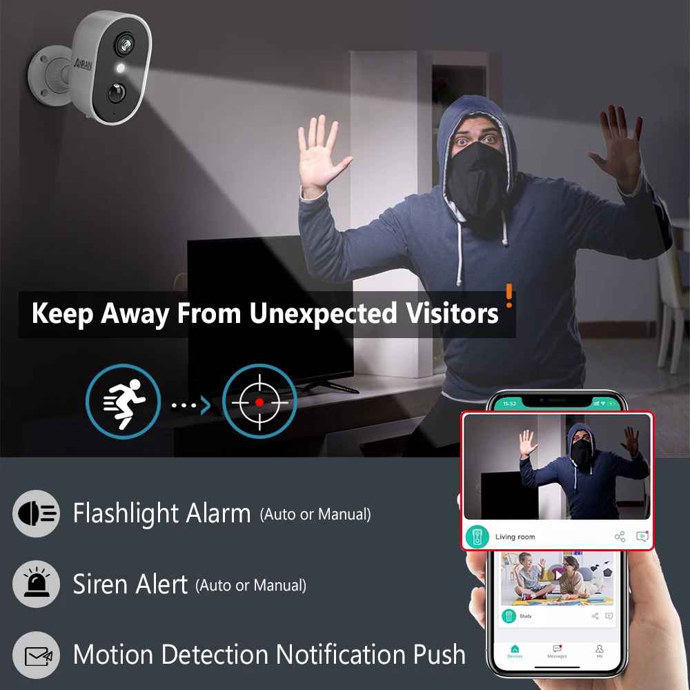 Wireless Battery-Powered Surveillance Camera 3MP for Indoor and Outdoor Use