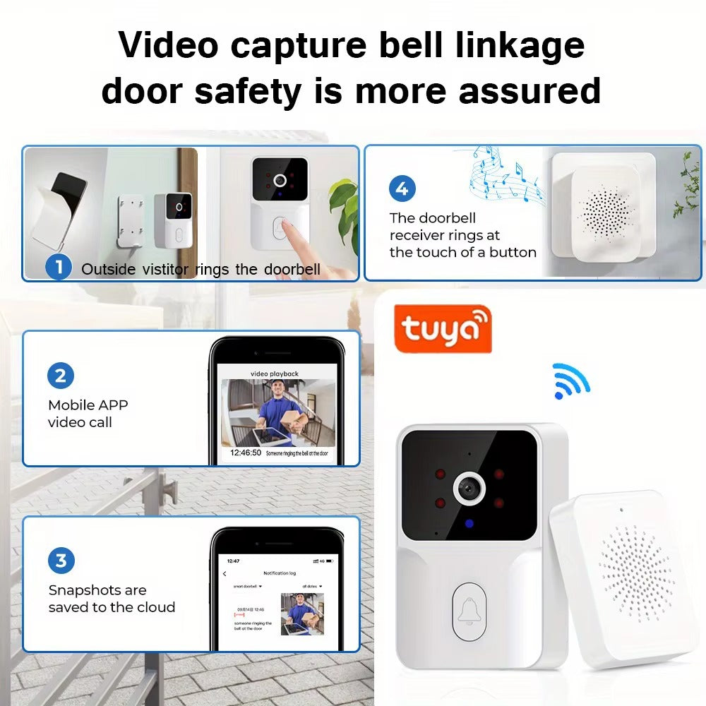 Wireless Smart Video Doorbell Camera 480P HD for Home Monitoring