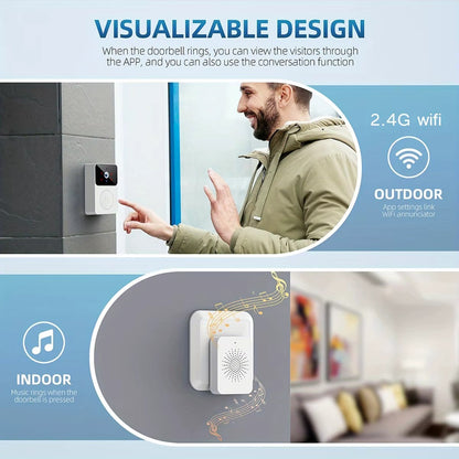 Wireless Smart Video Doorbell Camera 480P HD for Home Monitoring